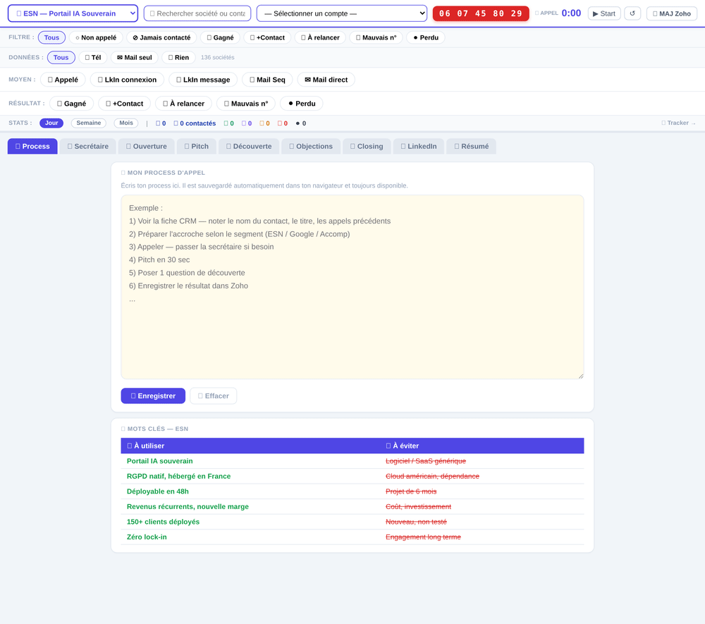 Le guide de prospection à onglets construit avec Claude